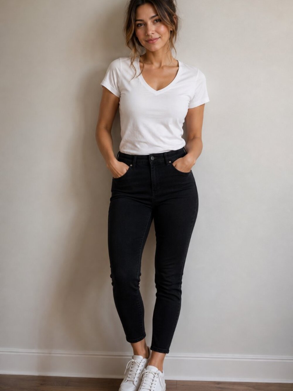 Time and Tru Black High Rise Skinny Jeans Size 14 Stretch Denim